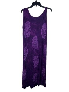Pineapple Moon Sleeveless Purple Floral Tropical Maxi Dress One Size